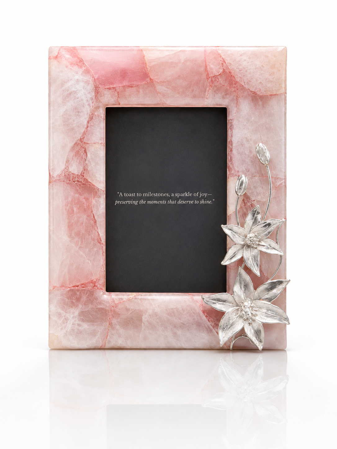 Flora and Fauna on a Rose Quartz Base
