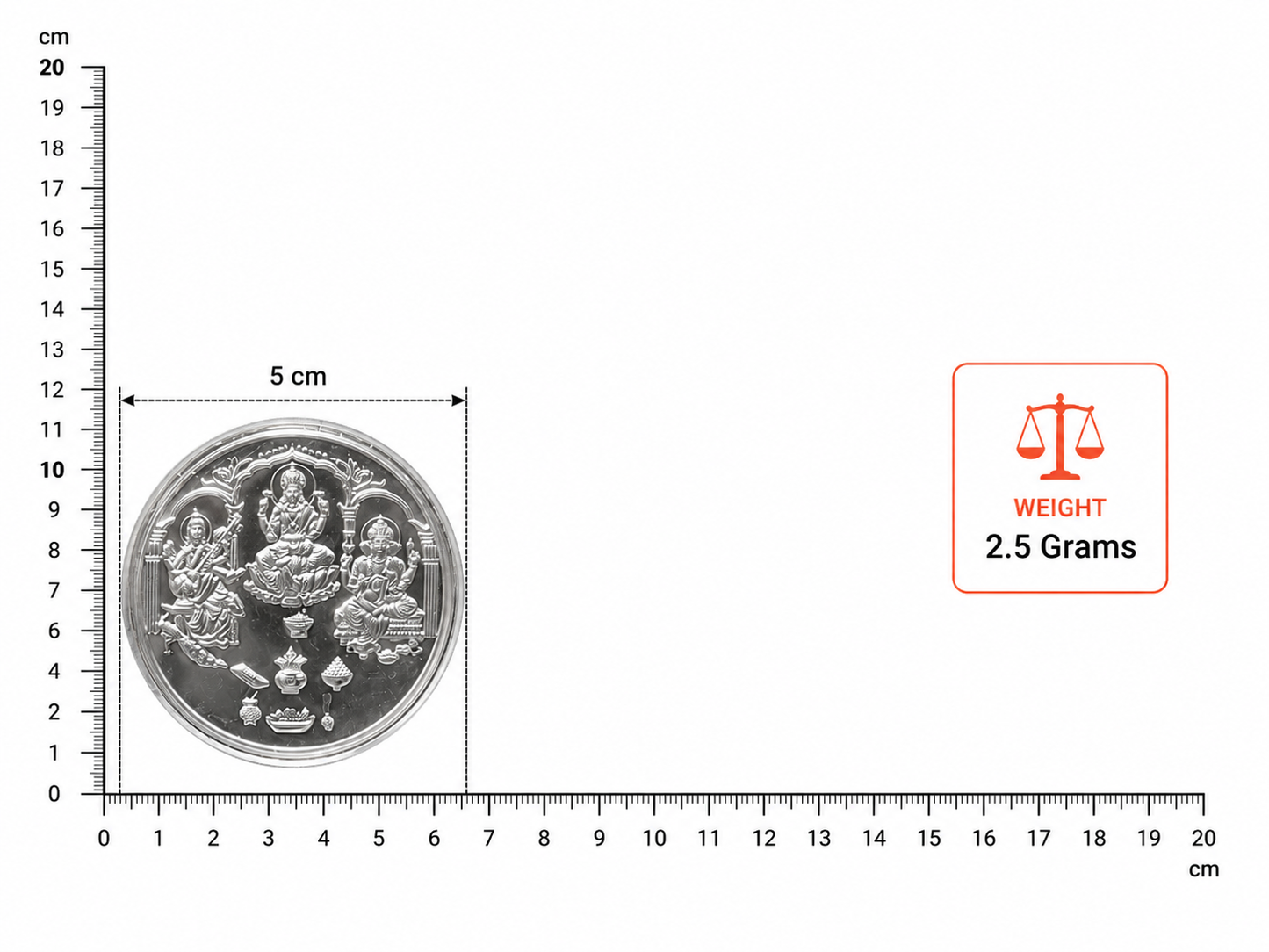 Ganesh Laxmi Saraswati Silver Coin 2.5 gm