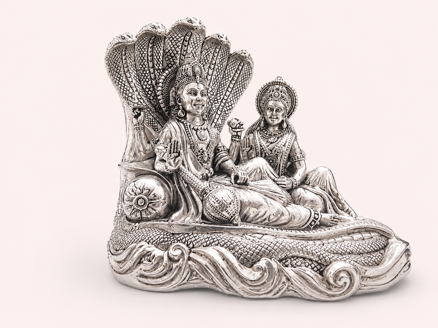 Lord Vishnu & Goddess Laxmi On Sheesh Nag