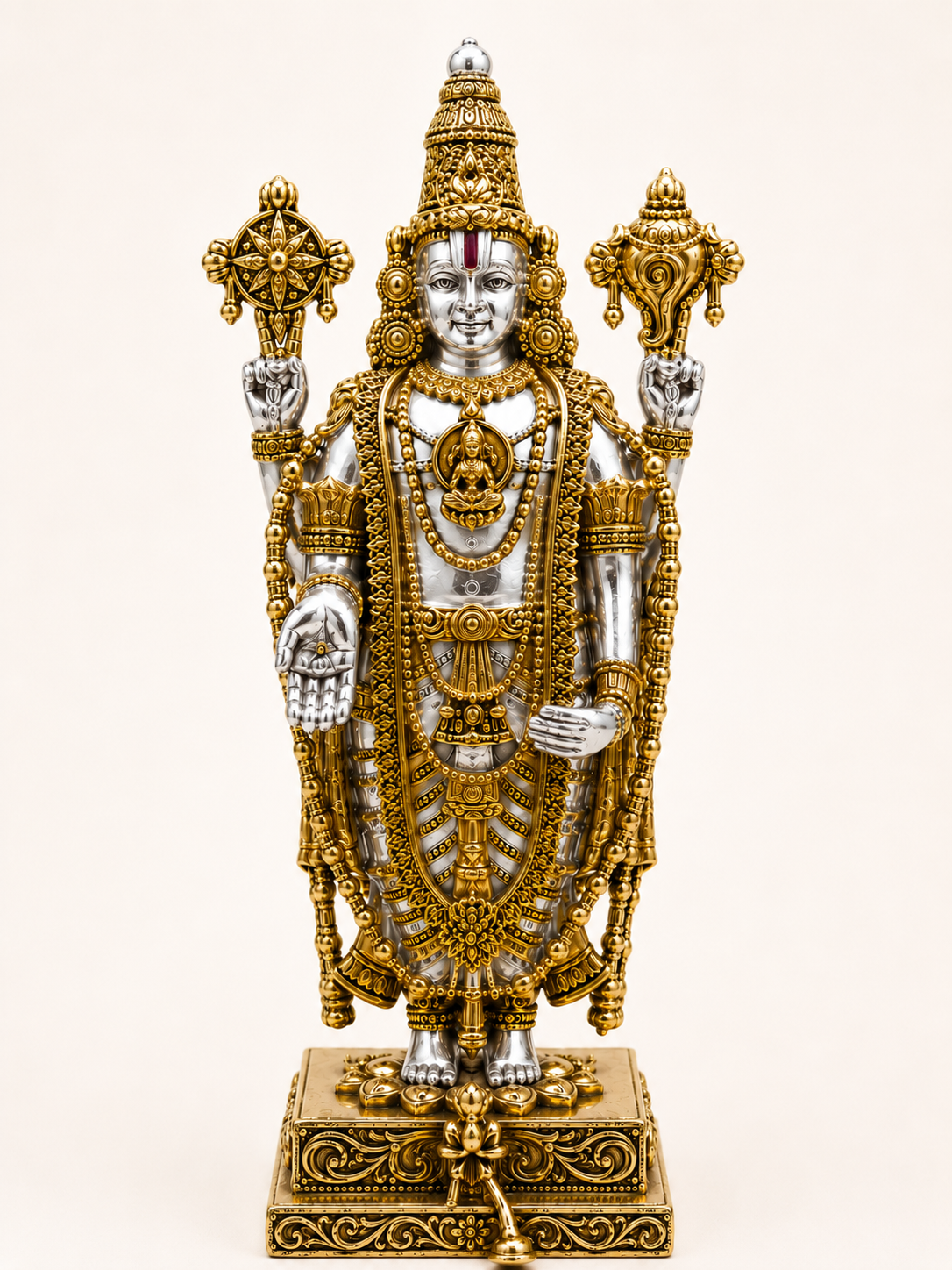 Tirupati Balaji Silver Idol (Gold & Silver Tone)