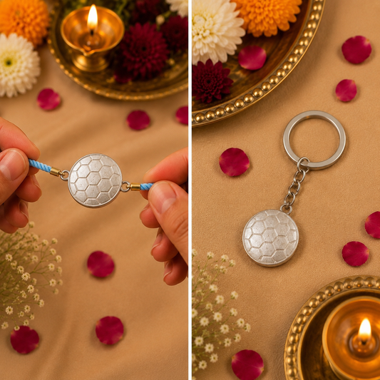 Soccer Keepsake Rakhi | Converts into a Silver Keychain | Free Key Ring Included