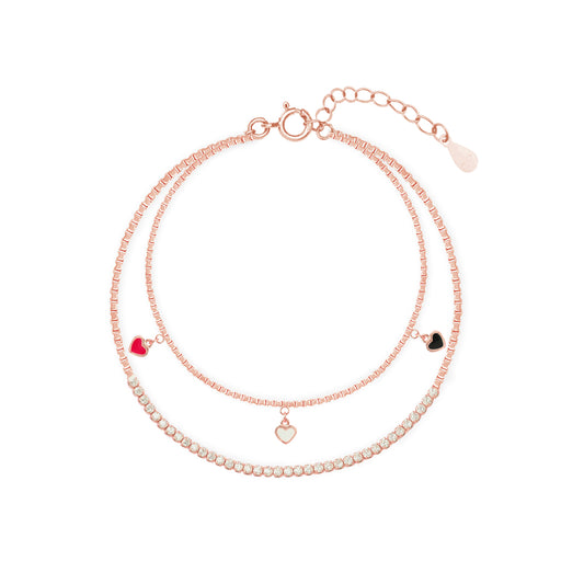 Trio Hearts Bracelet in Rose Gold