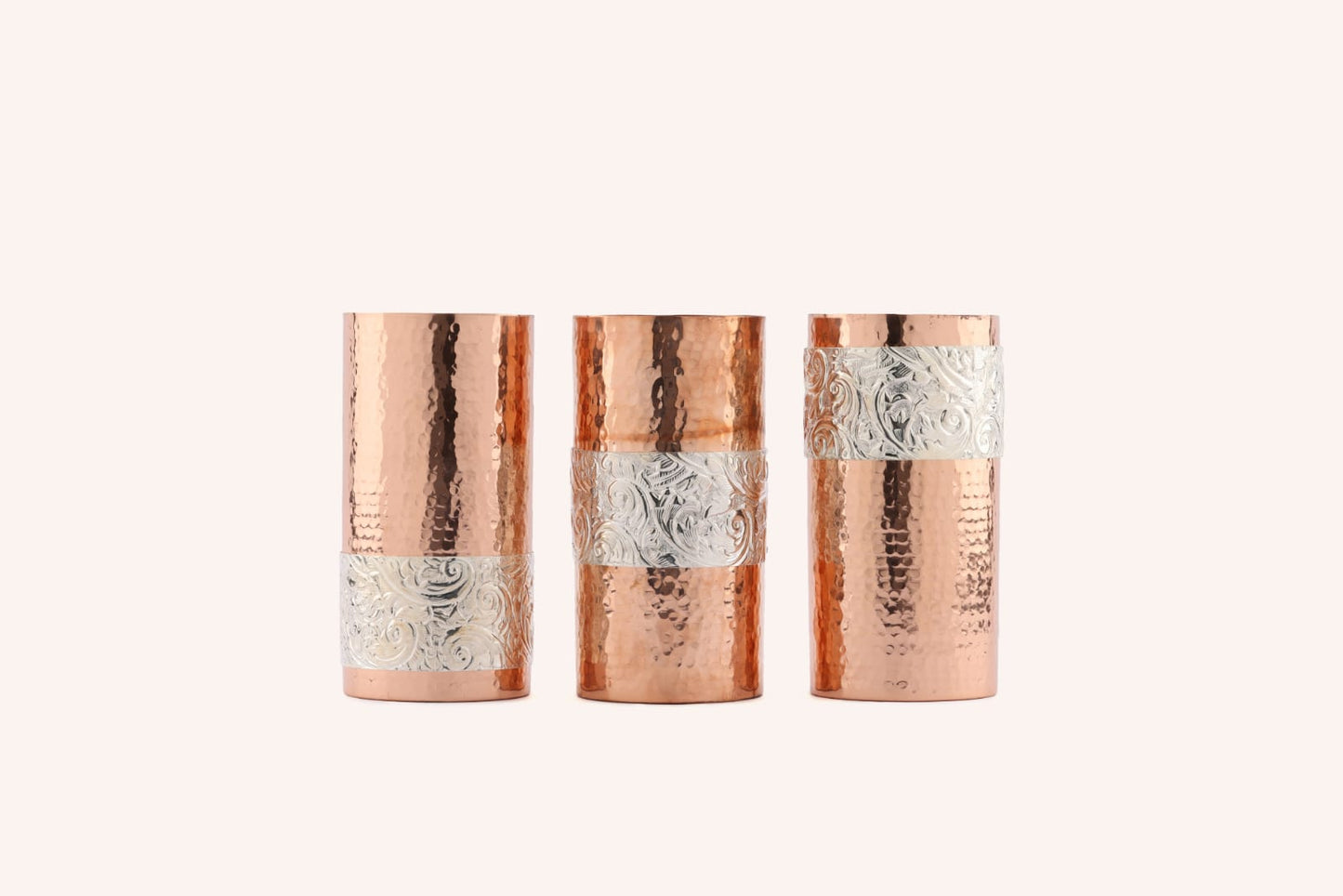 Copper Silver Vase Set