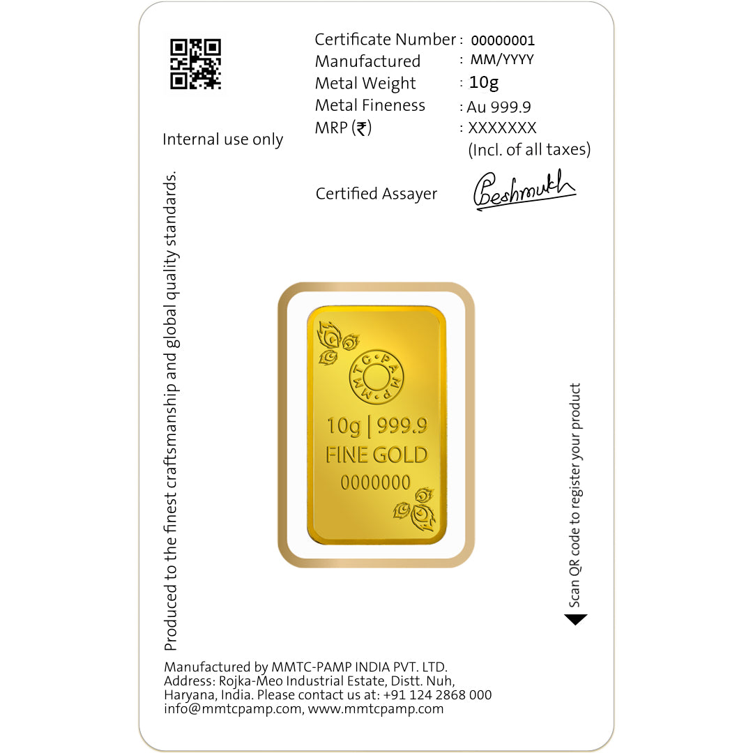 10g Peacock Gold Bar 24K (999.9+) Purest