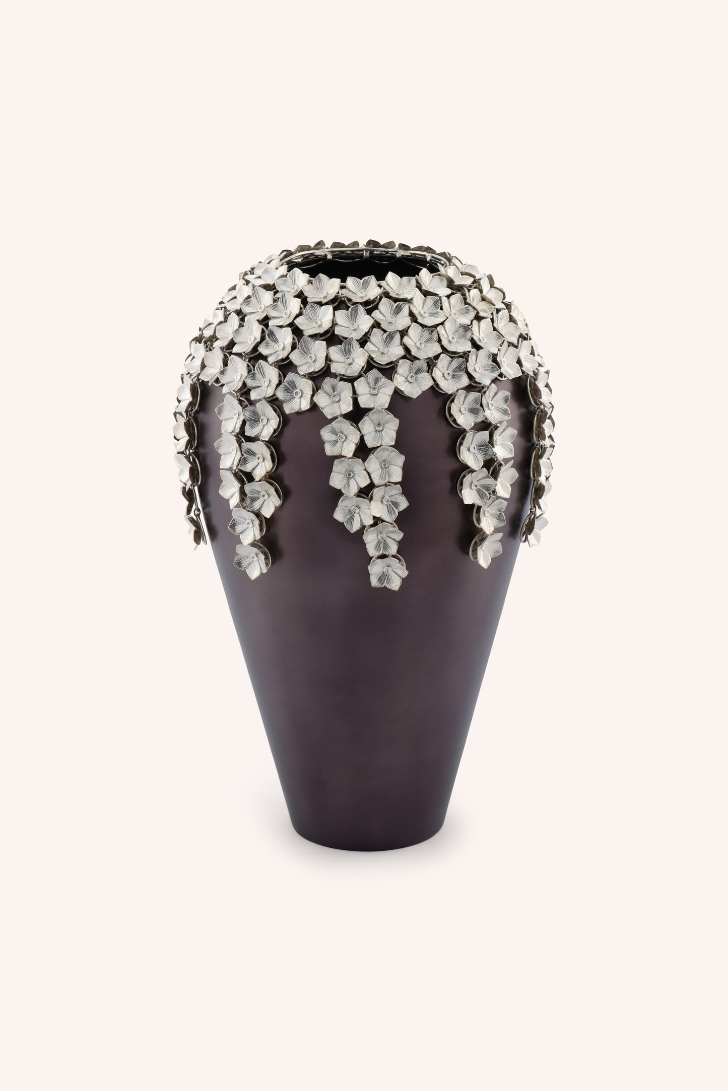 Cascading Silver Petal Vase