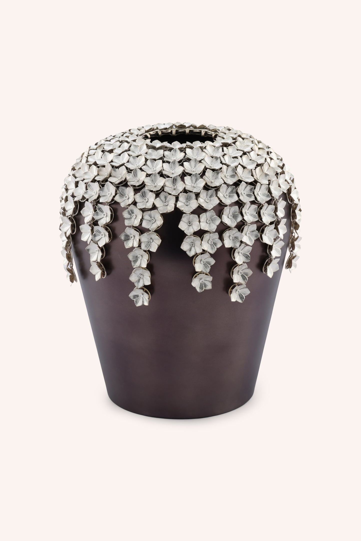 Cascading Silver Petal Vase