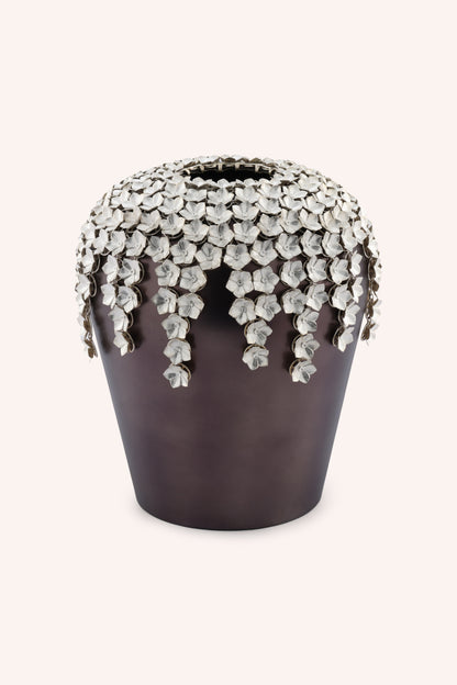 Cascading Silver Petal Vase