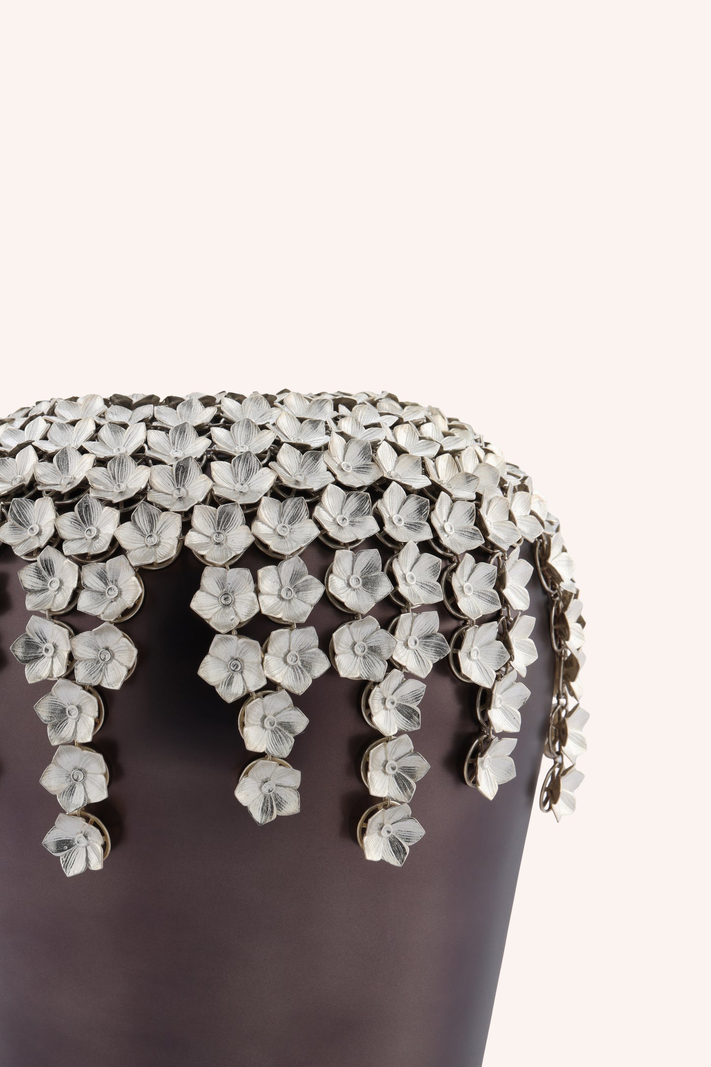 Cascading Silver Petal Vase