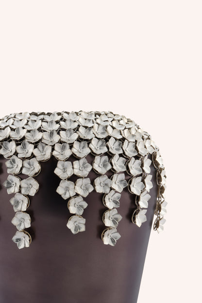Cascading Silver Petal Vase