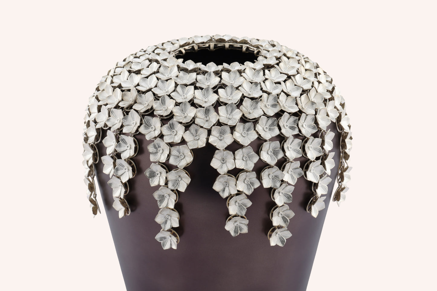 Cascading Silver Petal Vase