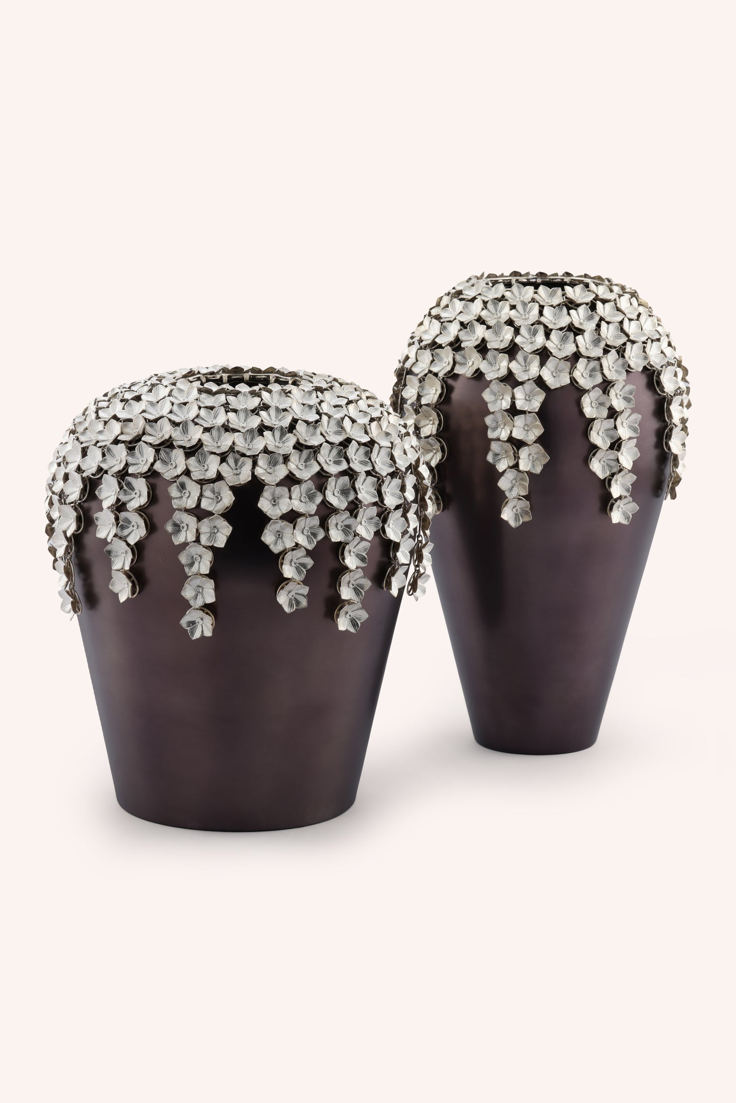Cascading Silver Petal Vase