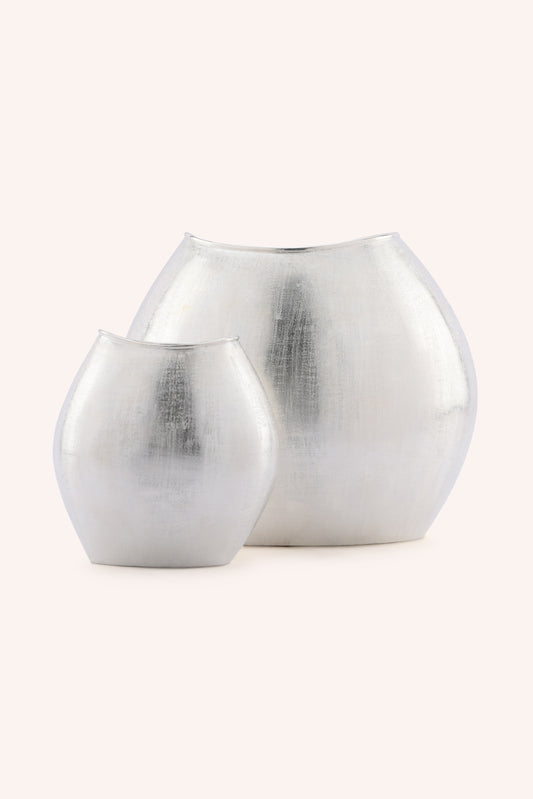 Minimalist Silver Brushed Vase