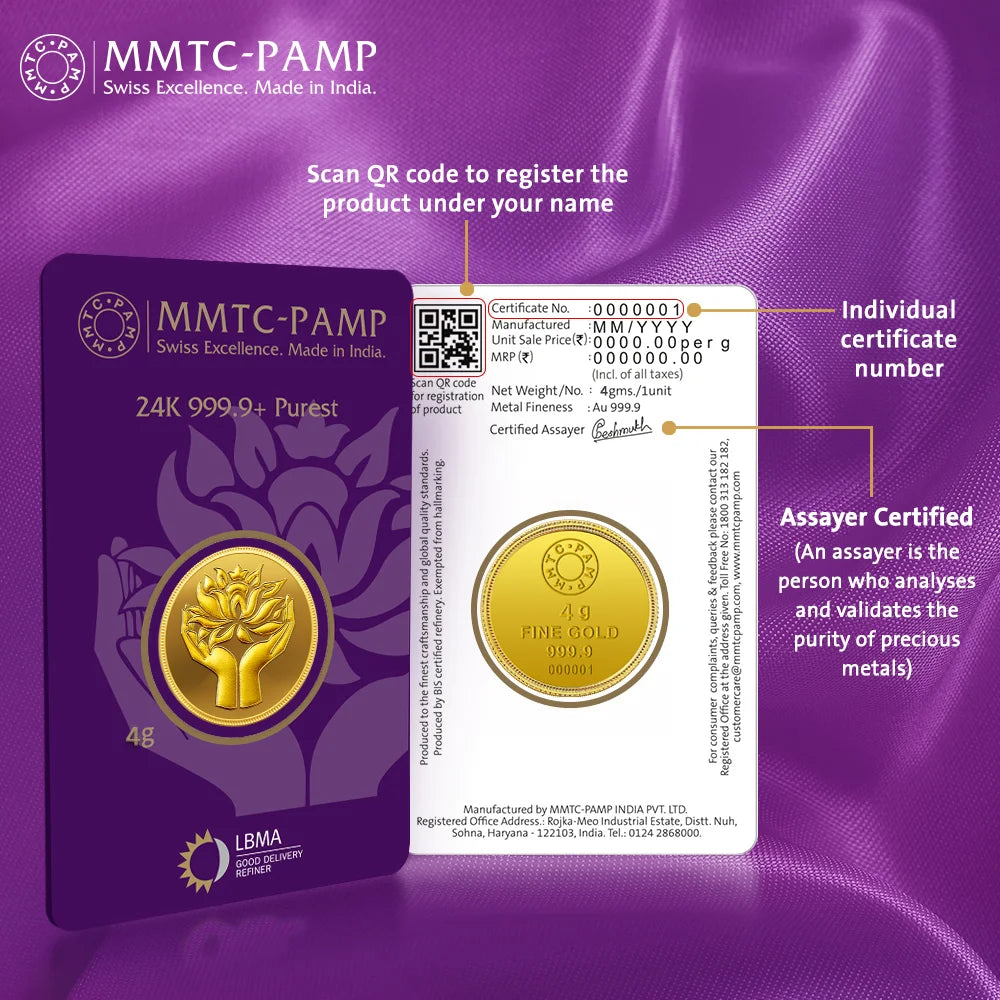 4 g Lotus Gold Coin 24K (999.9+) Purest