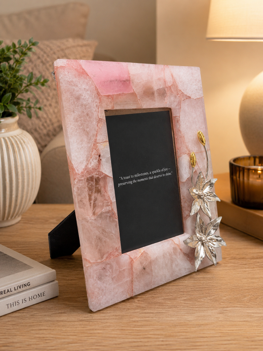 Flora and Fauna on a Rose Quartz Base