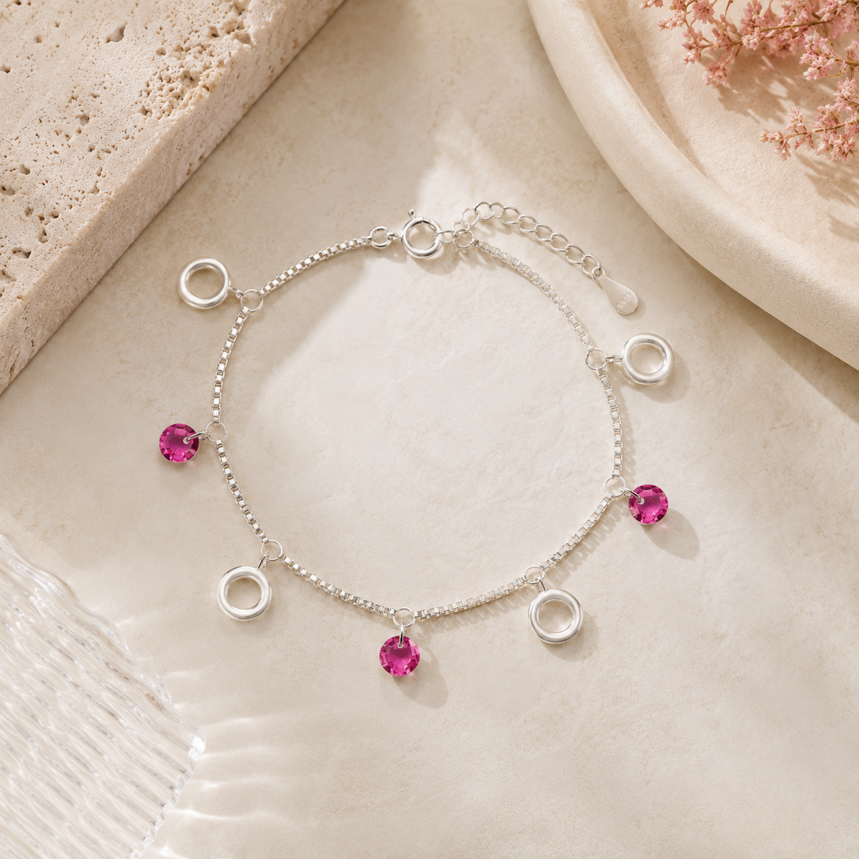 Rose Orbit Charm Bracelet