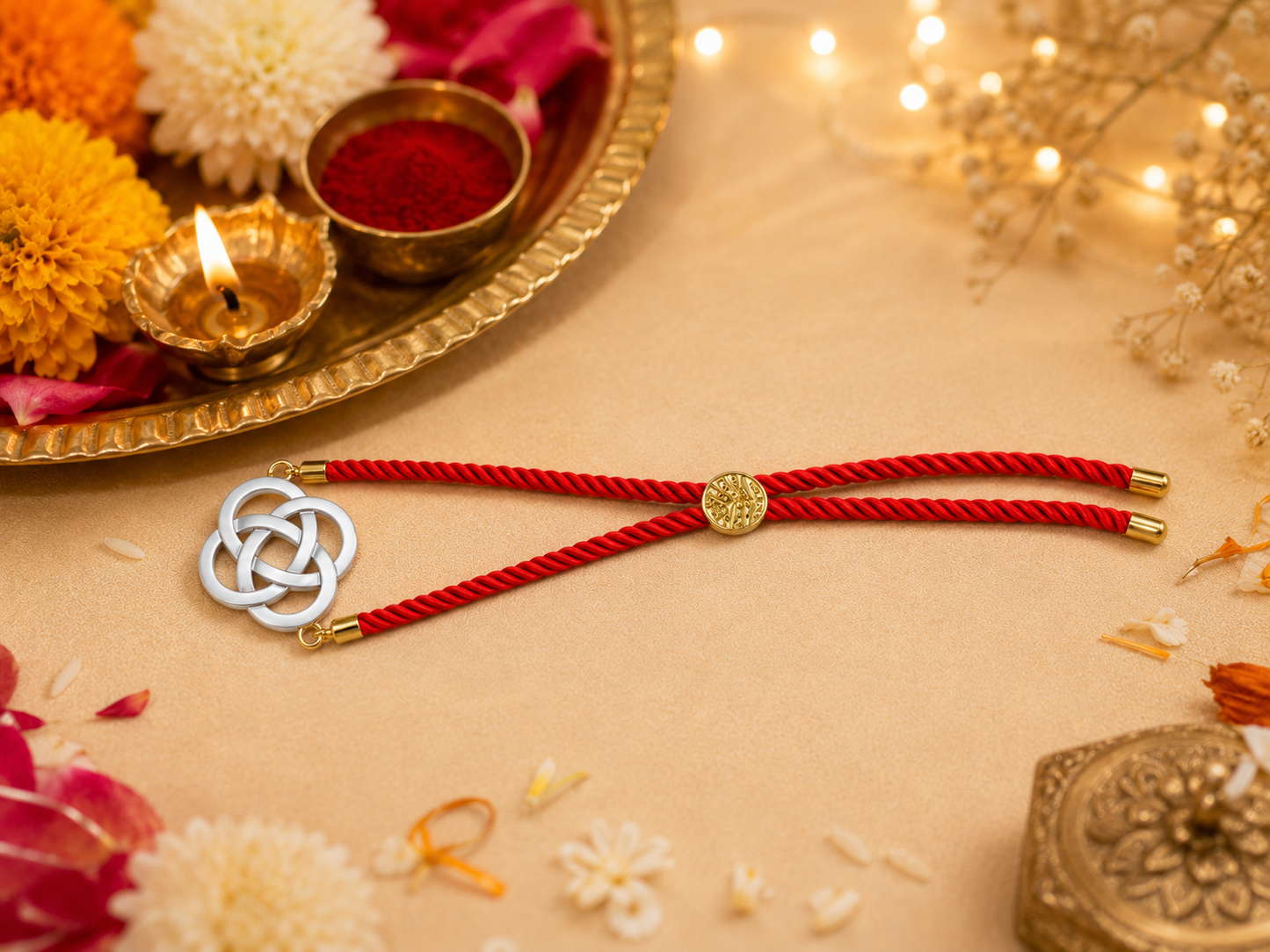 Eternal Knot Keepsake Rakhi | Converts into a Silver Keychain | Free Key Ring Included