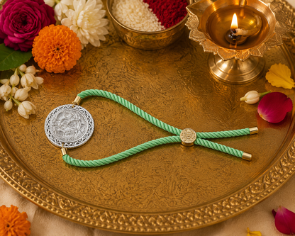 Ganesh Ji Keepsake Rakhi | Converts into a Silver Keychain | Free Key Ring Included