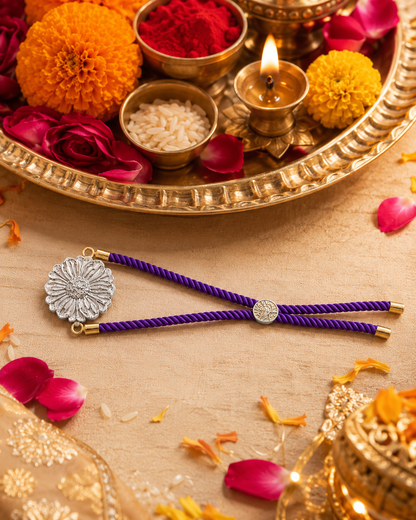 Flower Keepsake Rakhi | Converts into a Silver Keychain | Free Key Ring Included