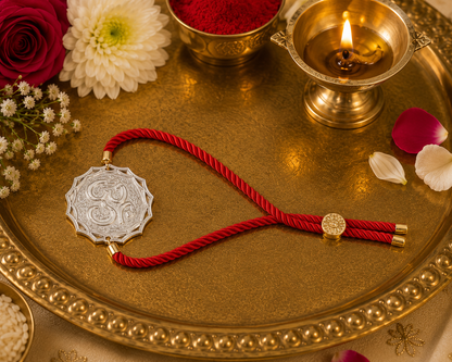 Om Keepsake Rakhi | Converts into a Silver Keychain | Free Key Ring Included