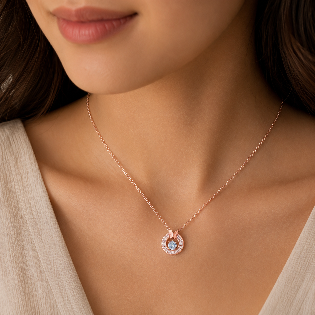 Blue Butterfly Halo Pendant