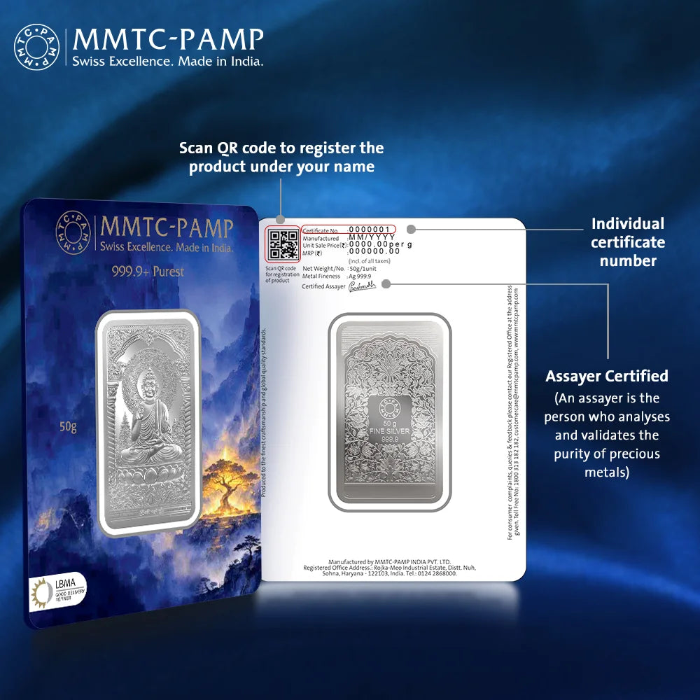 Lord Buddha 50gm Silver Bar