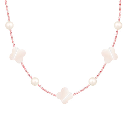Pearl Clover Necklace in Rose Gold