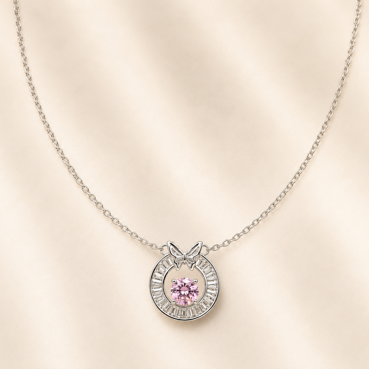 Pink Butterfly Halo Pendant