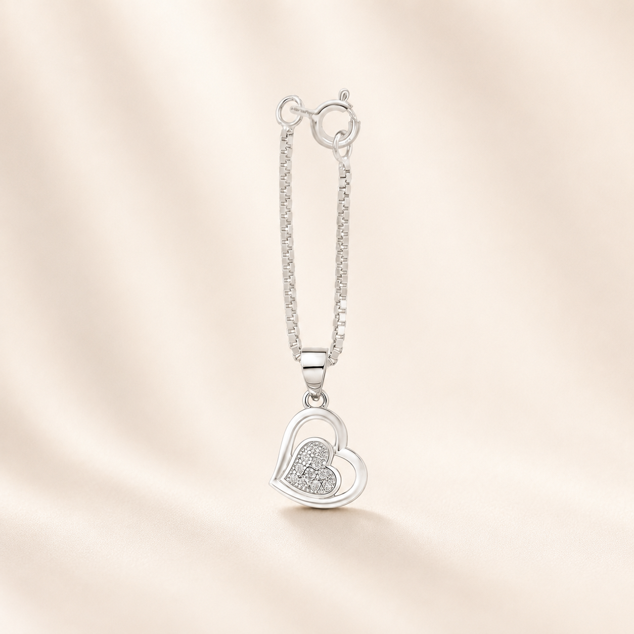 Silver Heart Drop Charm