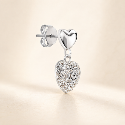 Silver Heart Drop Earring