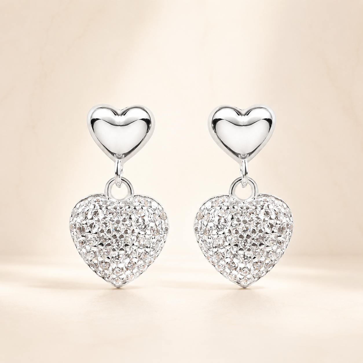 Silver Heart Drop Earring
