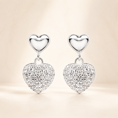 Silver Heart Drop Earring
