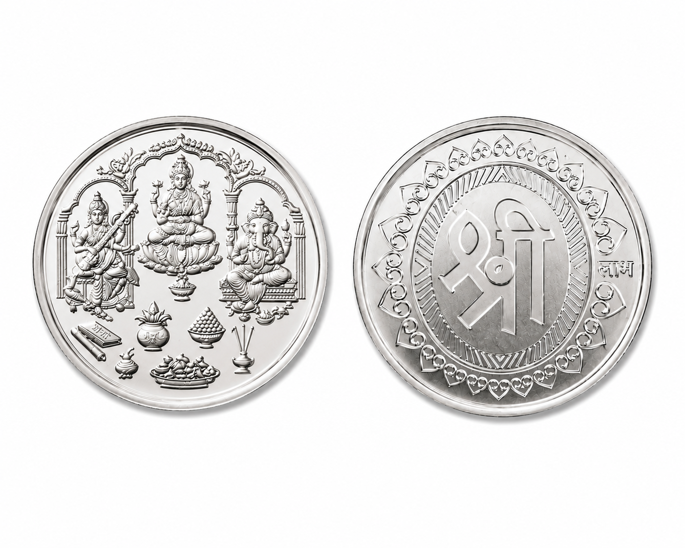 Ganesh Laxmi Saraswati Silver Coin 10 gm
