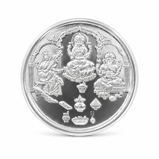 Ganesh Laxmi Saraswati Diwali Silver Coin 1 gm