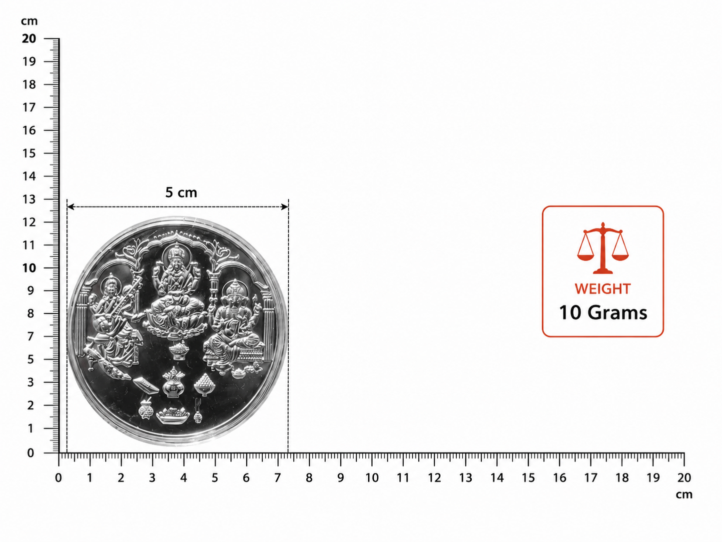 Ganesh Laxmi Saraswati Silver Coin 10 gm