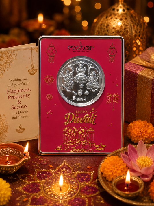 Ganesh Laxmi Saraswati Diwali Silver Coin 1 gm