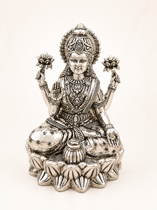 Goddess Laxmi Silver Idol
