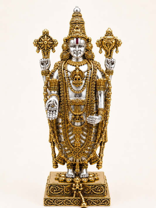 Tirupati Balaji Silver Idol (Gold & Silver Tone)