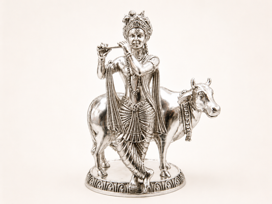 Lord Krishna & Nandi Silver Idol