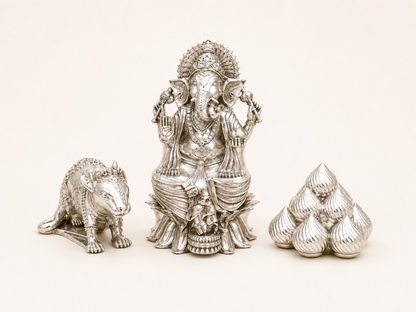 Ganesh Ji Silver Set
