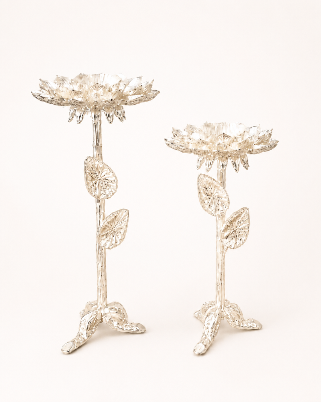 Silver Flower Candle Stand