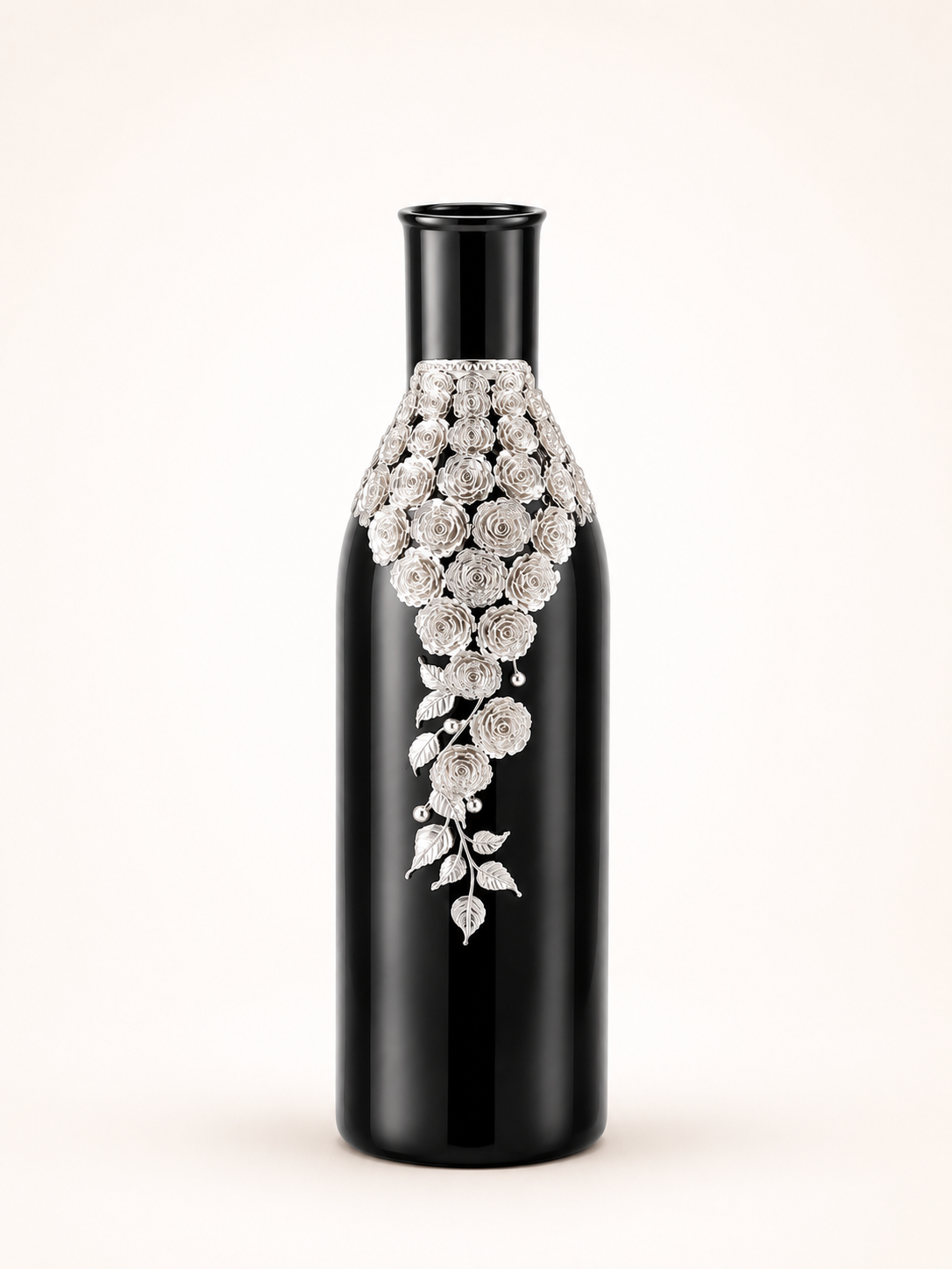 Floral Silver Crested Flower Vase