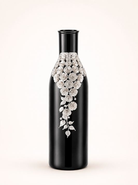 Floral Silver Crested Flower Vase