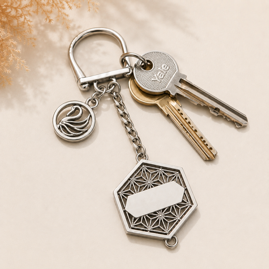 Floral Crest Custom Keychain