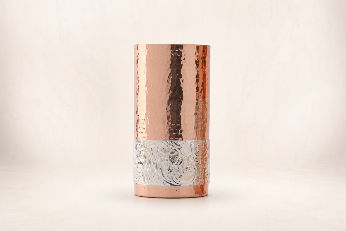 Copper Silver Vase Set