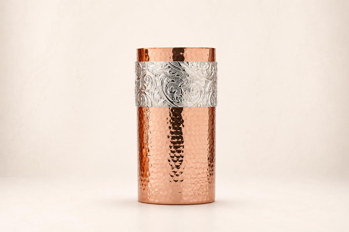 Copper Silver Vase Set
