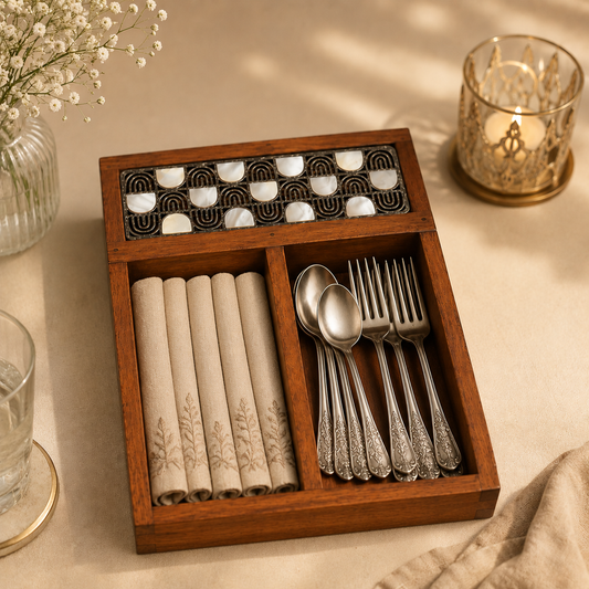 Silver Checkered Napkin & Dining Box