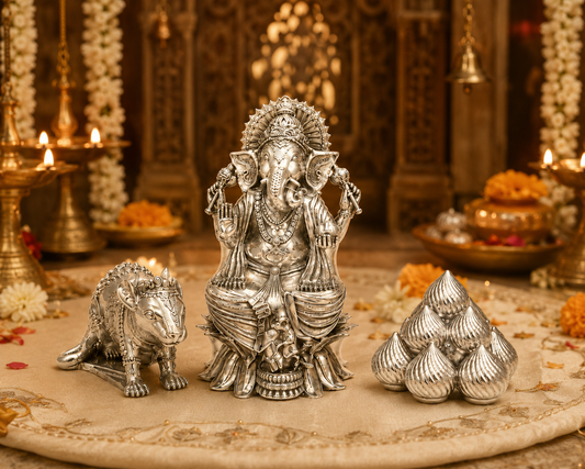 Ganesh Ji Silver Set