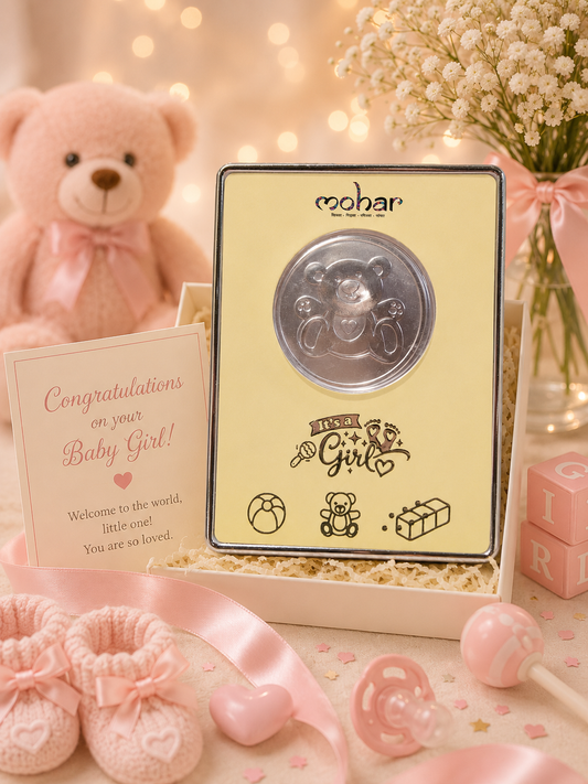 Teddy Bear Silver Coin 1 gm | For a Girl