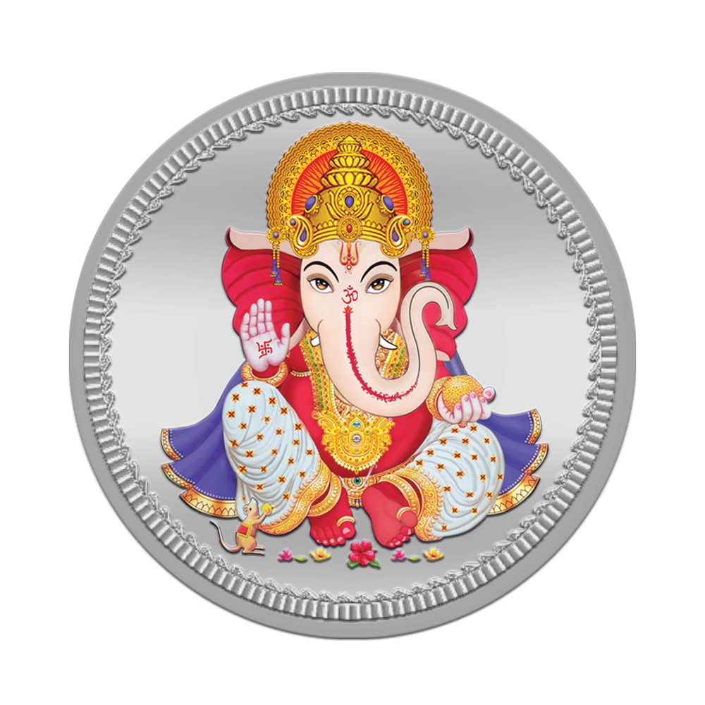 Ganesha Colored Silver Coin