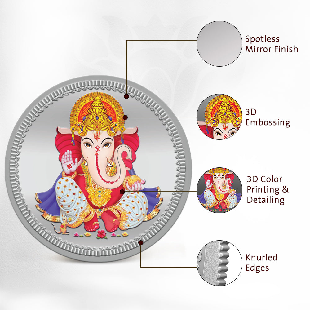 Ganesha Colored Silver Coin